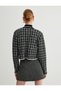 Round Neck Button Pocket Long Sleeve Tweed Cardigan - 4