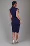 Women's Navy Blue High-Neck Dress with Pleated Detail on the Front - 6