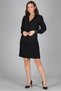 Women's Black Satin Collar Crepe Evening Dress Shirt - 3