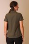 Women's Khaki Green Lycra Short Sleeve Cotton Classic Shirt - 6