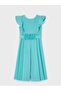 Girl's Crepe Belted Jumpsuit Turquoise 3857 - 2