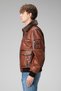 Falcom Savaki Collar Fur Real Leather Men's Coat Whisky - 4