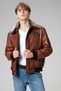 Falcom Savaki Collar Fur Real Leather Men's Coat Whisky - 2