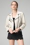 Wm021 Real Leather Biker Women's Leather Jacket Beige - 2