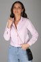 Women's Pink Lycra Long Sleeve Cotton Classic Shirt - 5