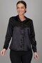 Women's Black Lycra Satin Long Sleeve Evening Dress Shirt - 3