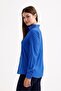 Women's Cobalt Blue Lycra Long Sleeve Cotton Classic Shirt - 6