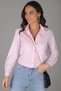 Women's Pink Lycra Long Sleeve Cotton Classic Shirt - 2