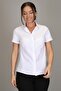 Women's White Hidden Button Short Sleeve Lycra Shirt - 2