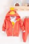 Chick Patterned Hooded 3-Piece Baby Boy Set - 3