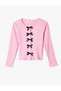 T-Shirt Long Sleeve Crew Neck Bow Detailed Cotton