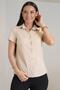 Women's Light Beige Lycra Short Sleeve Cotton Shirt - 3
