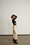 Flared Wide Leg Jeans Beige - 4