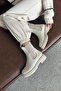 Helen Women's Rubber Detail Genuine Leather Boots Beige