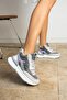Marion Women's Sneakers Lace-Up Sports Boots Gray & Lilac Leather