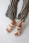 Palmeira Women's Velcro Strap Leather Slippers Beige - 3