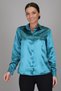 Women's Petrol Green Satin Long Sleeve Evening Dress Shirt - 3