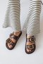 Zowie Women's Buckle Detail Daily Comfort Leather Slippers Brown