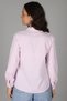 Women's Pink Lycra Long Sleeve Cotton Classic Shirt - 6