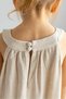 Beige Natural Linen Bracelet Collar Dress with Pockets on the Sides and Double Buttons for Girls Beige - 2