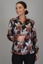 Women's Black Copper Patterned Lycra Satin Long Sleeve Evening Dress Shirt Dk 1008 - 4