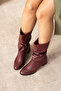 Rille Women's Burgundy Matte Gusseted Heeled Boots - 4