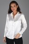 Women's Off-White Satin Long Sleeve Evening Dress Shirt - 4