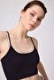 Black Cotton Fine Straps Women's Crop Top Bustier - 4