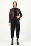Dericlub Yb2085 Large Size Real Leather Women's Coat Bordo - 3