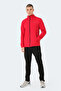 Oprah Men's Zippered Stand Collar Pocket Red Tracksuit Set