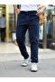 Men's Navy Blue Elastic Waist Comfortable Jogger Pants - 3