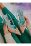 Pink Green Leather (Moss) Buckle Detail Women's Stiletto - 2