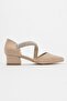 Women's Stone Heeled Casual Shoes Beige Suede - 2