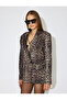 Double-Breasted Leopard Blazer Jacket with Pockets and Buttons - 3
