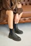 Helen Women's Rubber Detail Genuine Leather Boots Khaki