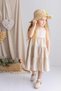 Beige Natural Linen Robadan Gathered Pleated Sleeveless Midi Girls' Dress Beige - 2