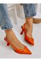 Orange Leather (Moss) Buckle Detail Women's Stiletto - 3