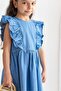 Blue Denim Dress - Ruffle and Sleeveless - 3