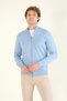 Men's Stand Collar Zippered Cardigan Blue - 4
