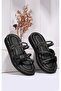 Women's Black Stone Detailed Slippers
