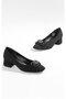 Black Women's Short Heeled Shoes with Accessories - 4