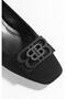 Black Women's Short Heeled Shoes with Accessories - 5