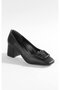 Women's Black Butterfly Detailed Accessory Heeled Shoes - 5