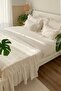 Dowry Set (Duvet Cover Set and Bed Runner Set) Off-White Scalloped Ruffled Country - 4
