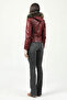 Yb2028 Hooded Real Leather Women's Coat Claret Red - 6