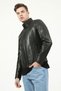 E1097 Jumbo Real Leather Men's Coat Green - 3