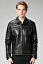 Wm218 Real Leather Men's Coat Black/White