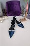 Navy Blue Satin Ankle Strap 2.5 cm Heeled Classic Ballerina Women's Shoes with Double Waterway Stones - 4
