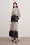 1178111   Patterned Fabric Pleated Skirt with Belted Waist - 2