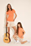 Women's Salmon Basic Polo Neck T-Shirt 50285846 -Vr047